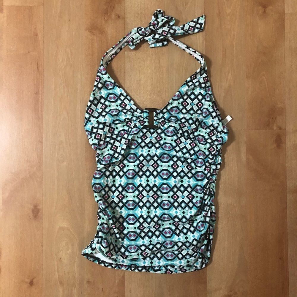 Helen Jon Geometric Halter Tankini Top Size S NWT